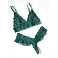 Conjunto de Encaje y Malla Alessia - Verde