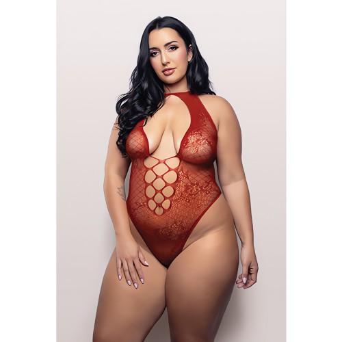 Vixen Just Kissed Seamless Lace Teddy Red Queen