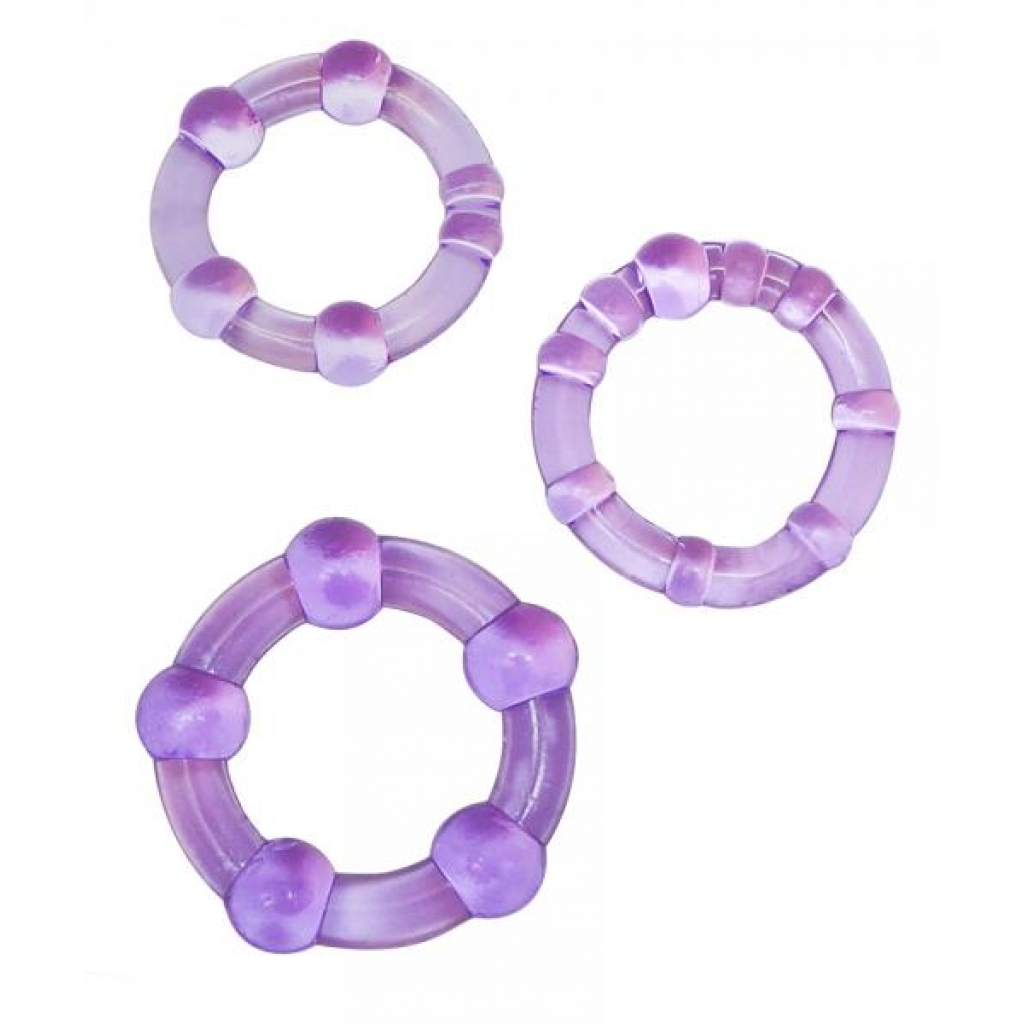 Beaded Elastomer C Rings 3 Pieces Pack - Purple