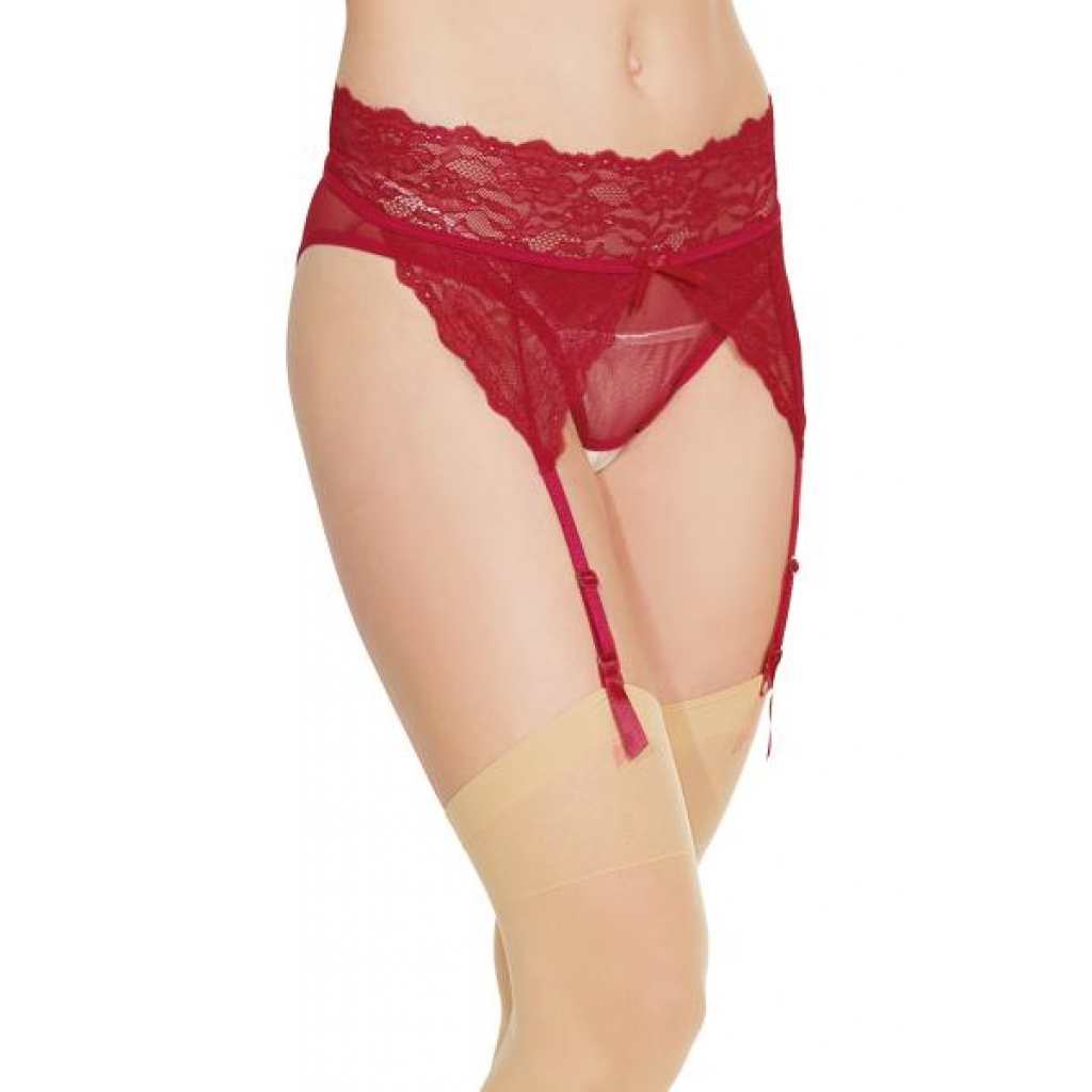 Crotchless Panty W/ Attached Garter Merlot O/s