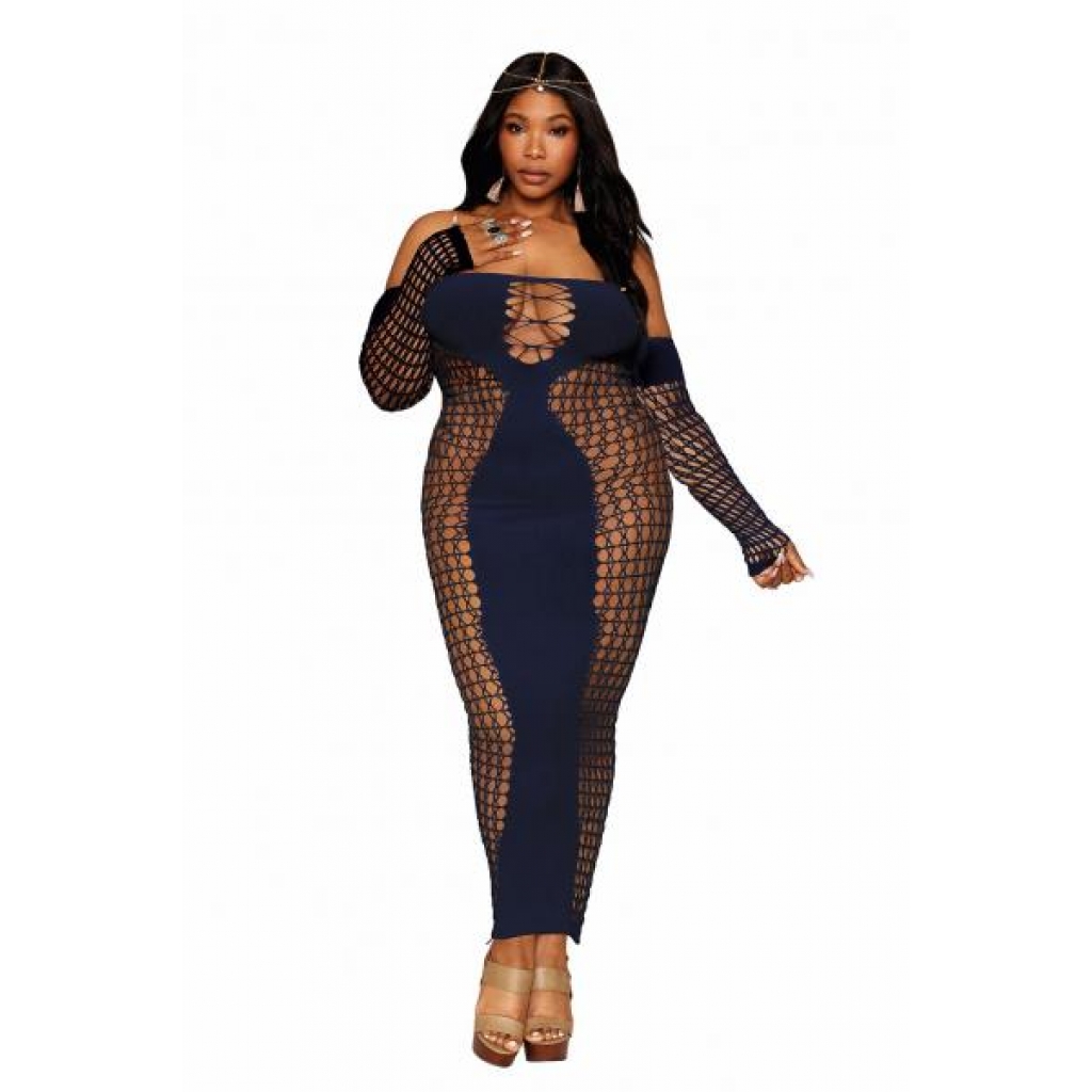 Bodystocking Gown W/ Opaque Front & Back Denim Q/s