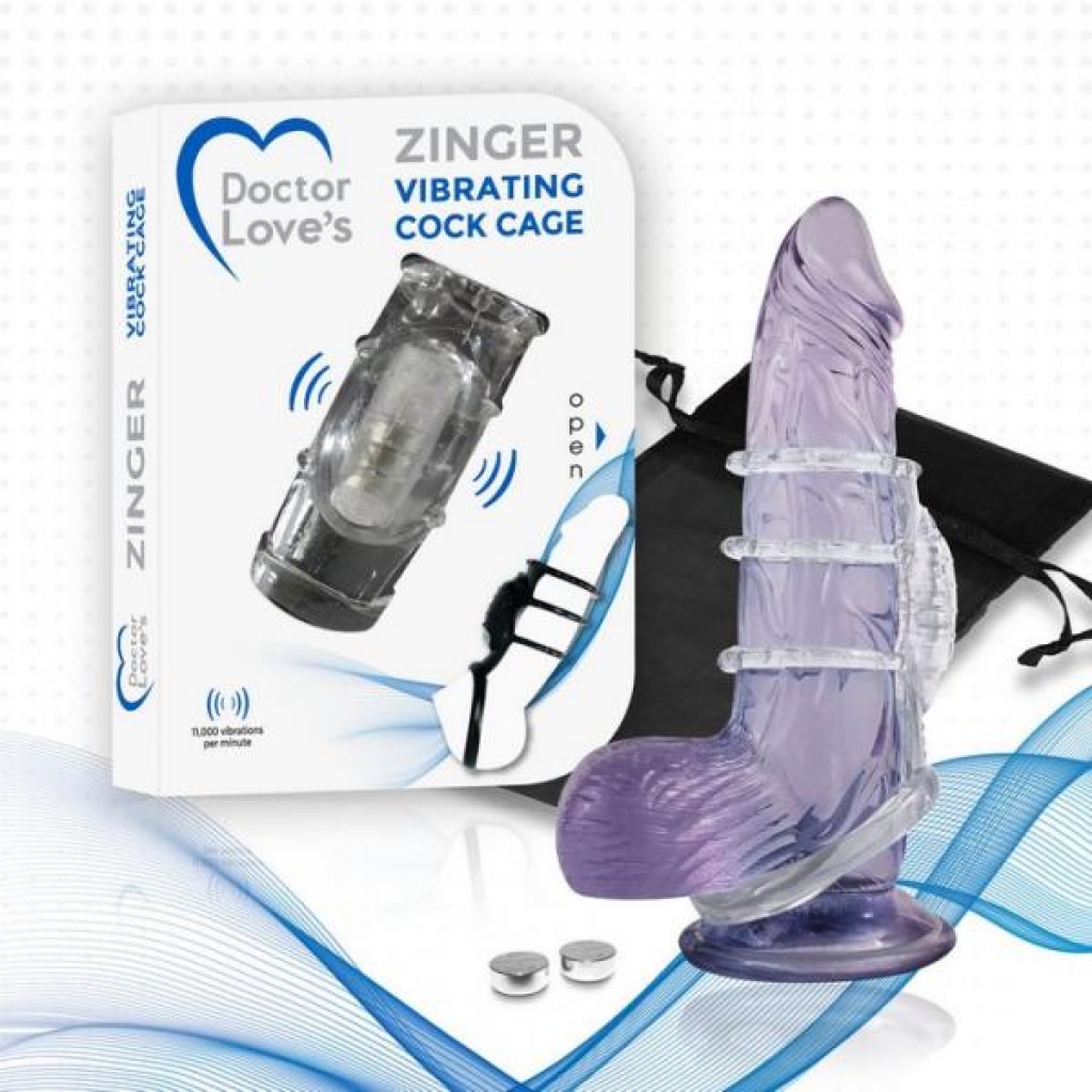 Doctor Love Zinger Vibrating Penis Cage Clear