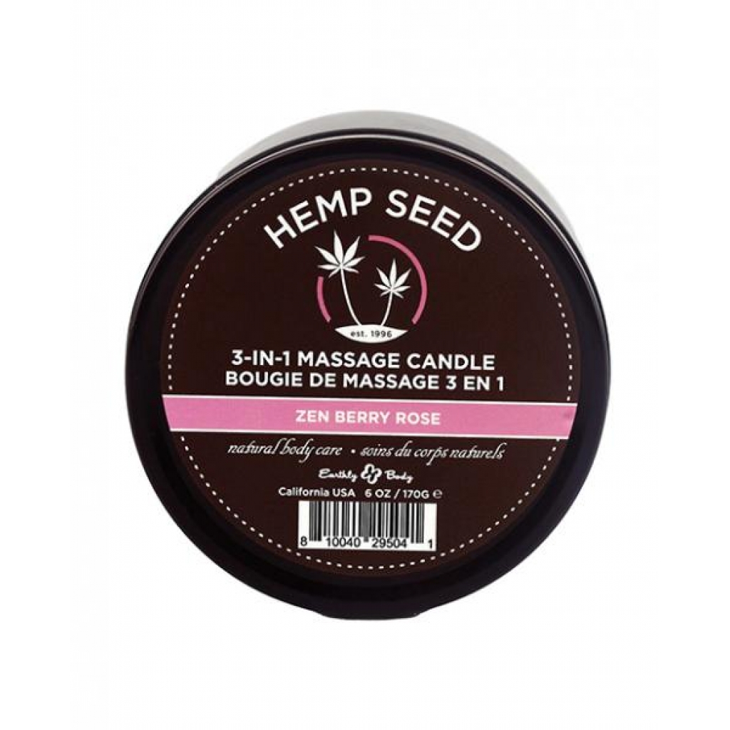 Hemp Seed 3-in-1 Candle Zen Berry Rose 6oz