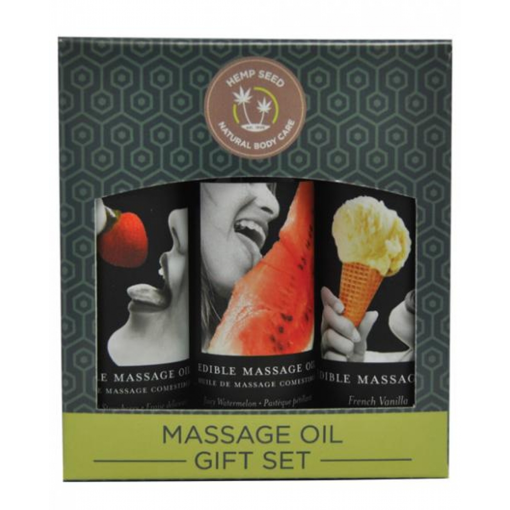 Edible Oil Massage Gift Set Box 3 2oz Bottles