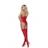 Cupless Stretch Lace Teddy W/ Thigh Hi's Red O/s
