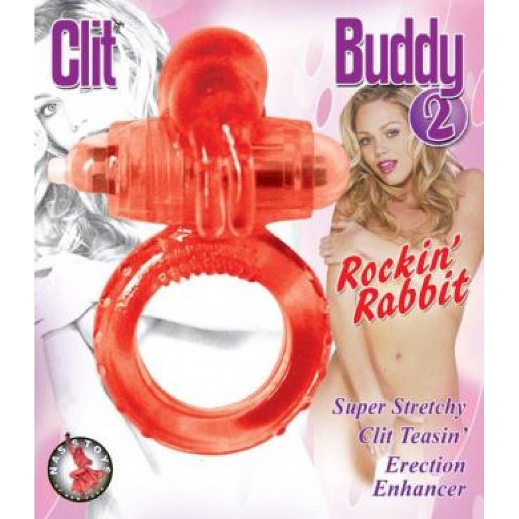 Clit Buddy 2 Rockin Rabbit Penis Ring Red
