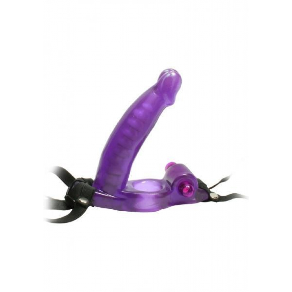 Double Penetrator Strap On Penis Ring Waterproof Purple