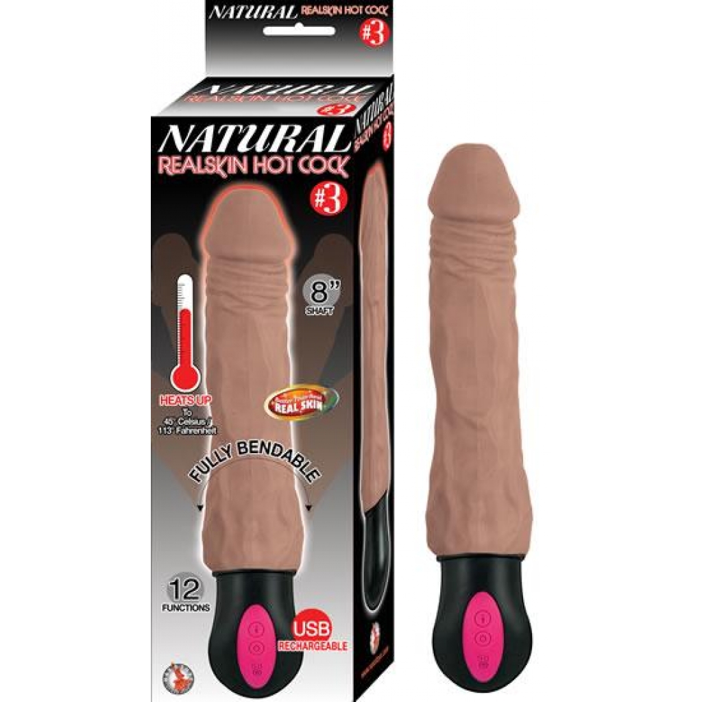 Natural Realskin Hot Penis #3 Brown Vibrating Dildo