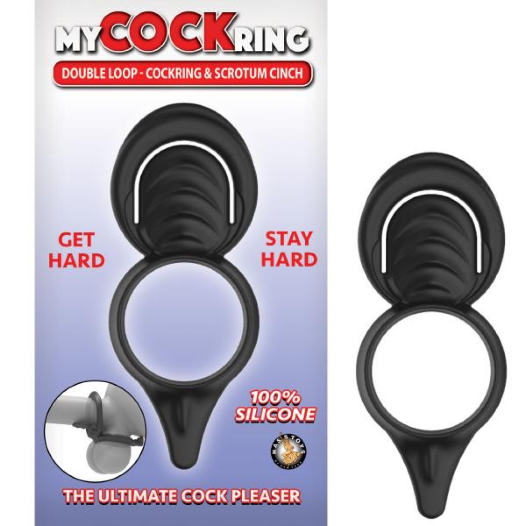 My Penisring Double Loop Penis Ring & Scrotum Cinch Black