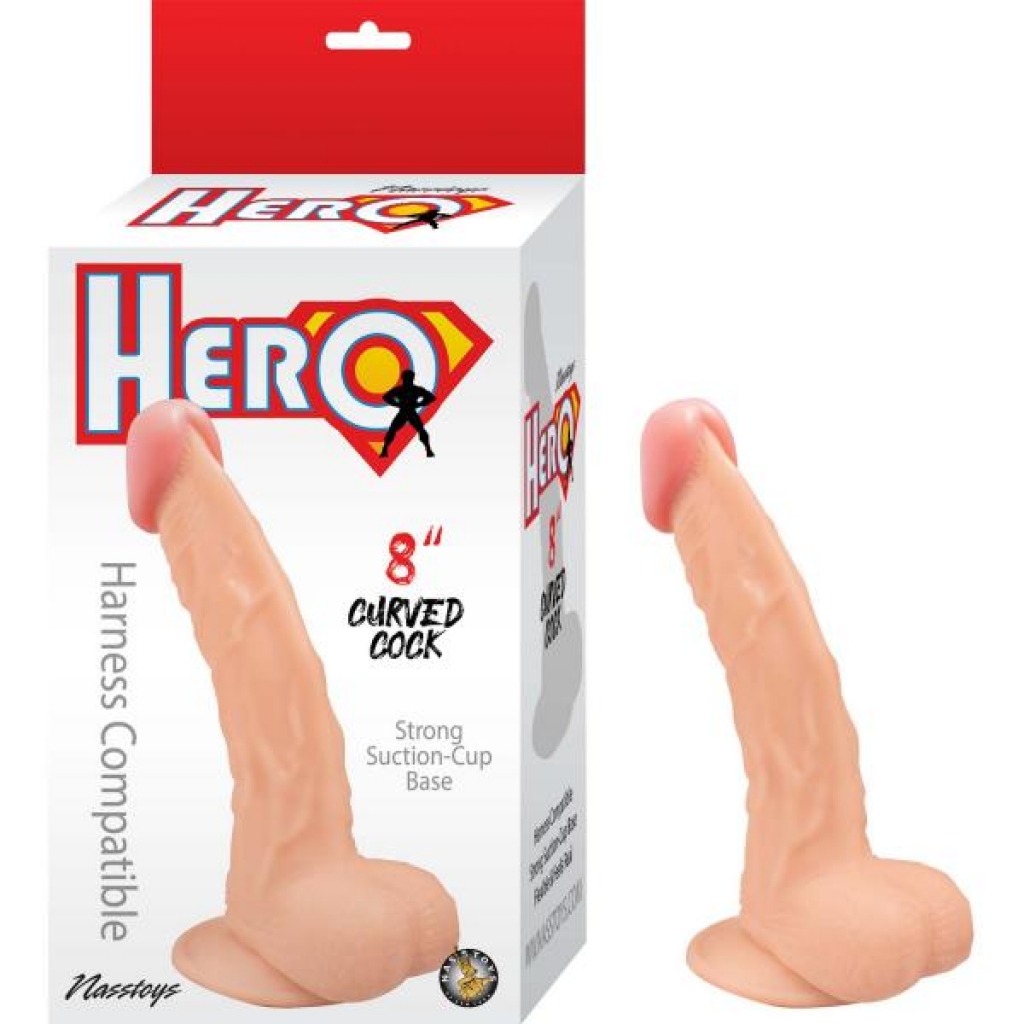 Hero 8in Curved Penis White