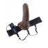 8 inches Vibrating Hollow Strap On Brown