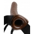 8 inches Vibrating Hollow Strap On Brown
